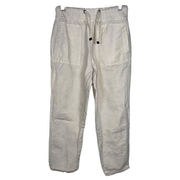 ZARA Cream Ivory Linen Blend Drawstring Stretchable Pants     Size: S - Picture 1 of 3